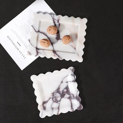 Scalloped calacatta viola marble tray – kitchen luxury decor