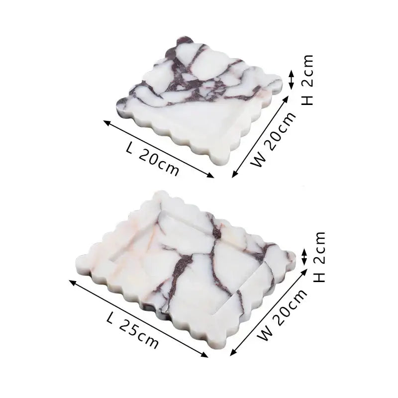 Scalloped calacatta viola marble tray – kitchen luxury decor