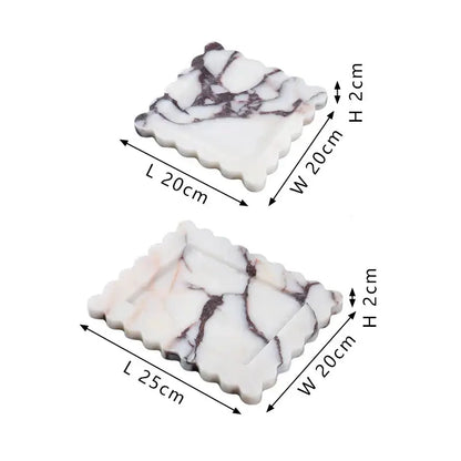 Scalloped calacatta viola marble tray – kitchen luxury decor