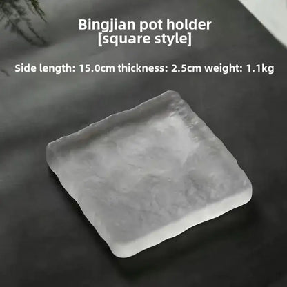 Scalloped crystal glass coaster and jewelry display panel dining room