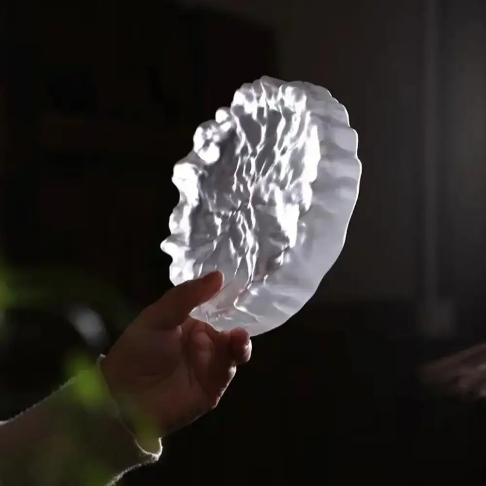 Scalloped crystal glass coaster and jewelry display panel dining room