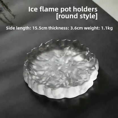 Scalloped crystal glass coaster and jewelry display panel dining room