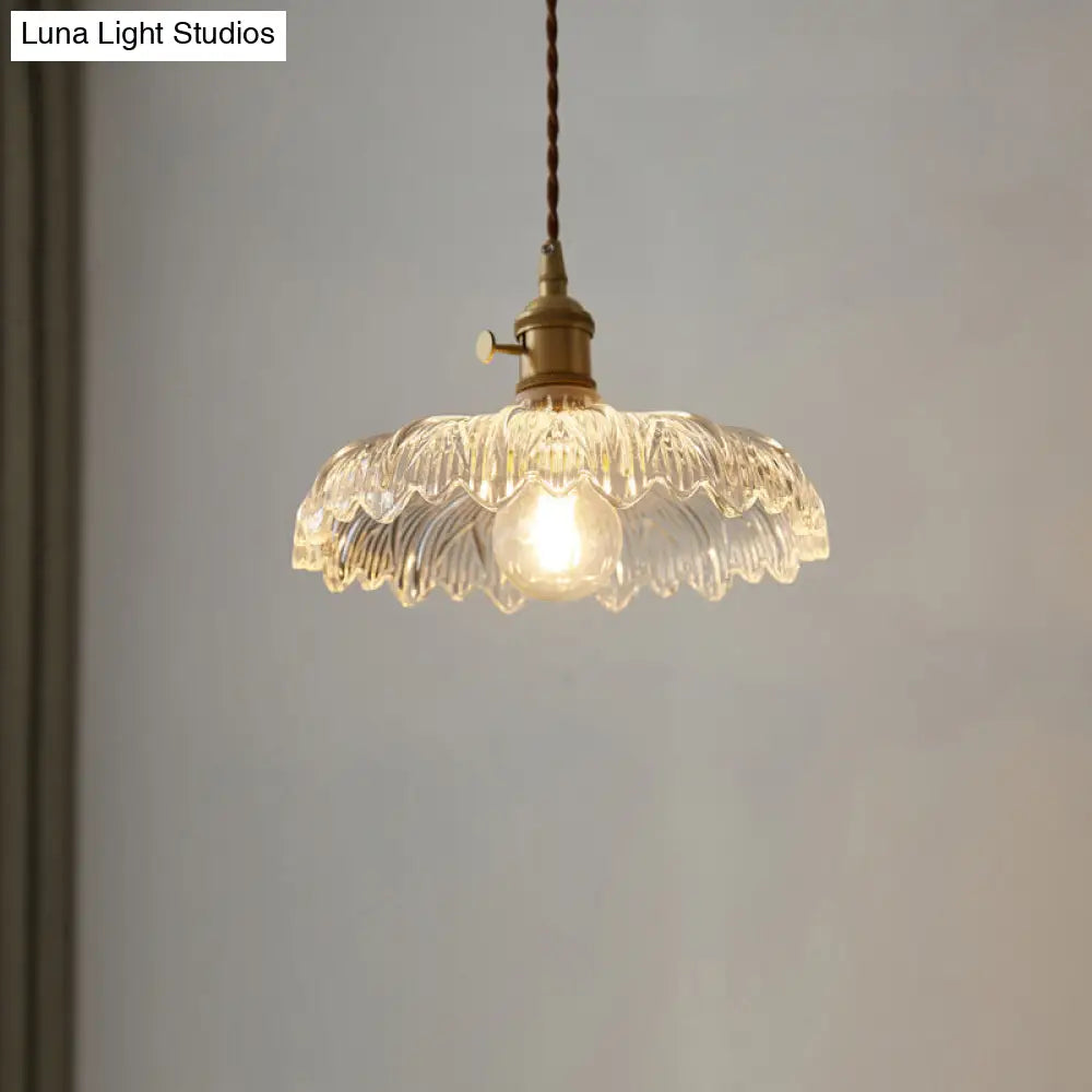 DecorBites™ Scalloped Edge Glass Pendant Ceiling Light for Restaurants - Industrial Style
