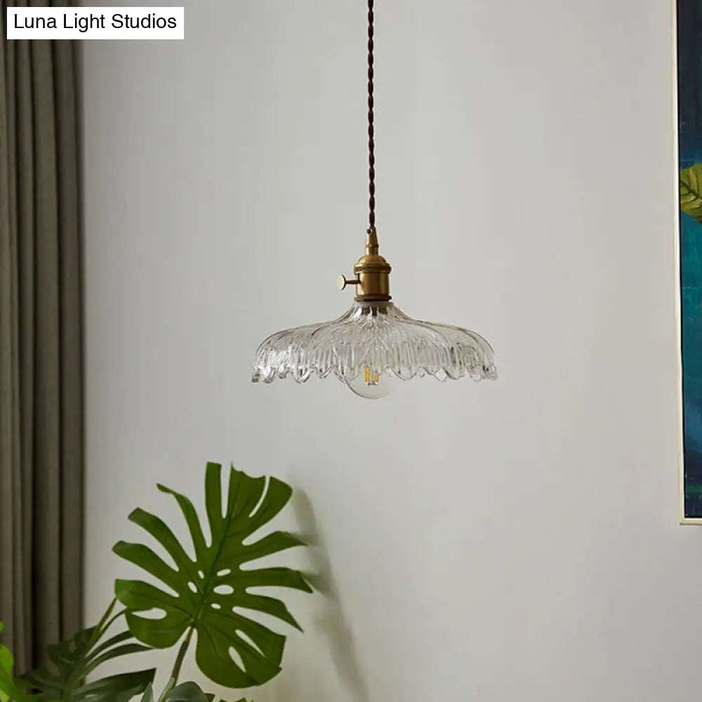 DecorBites™ Scalloped Edge Glass Pendant Ceiling Light for Restaurants - Industrial Style