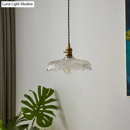 DecorBites™ Scalloped Edge Glass Pendant Ceiling Light for Restaurants - Industrial Style