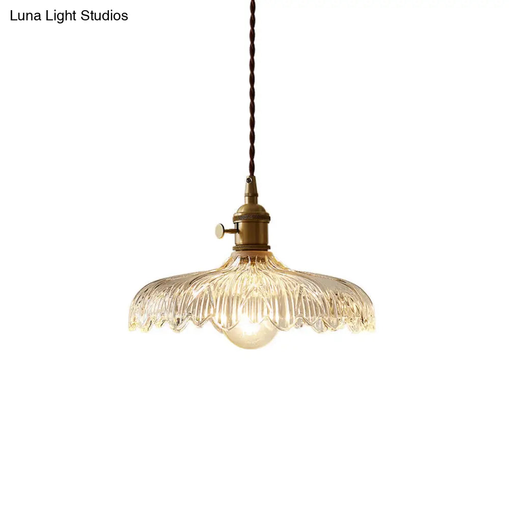 DecorBites™ Scalloped Edge Glass Pendant Ceiling Light for Restaurants - Industrial Style