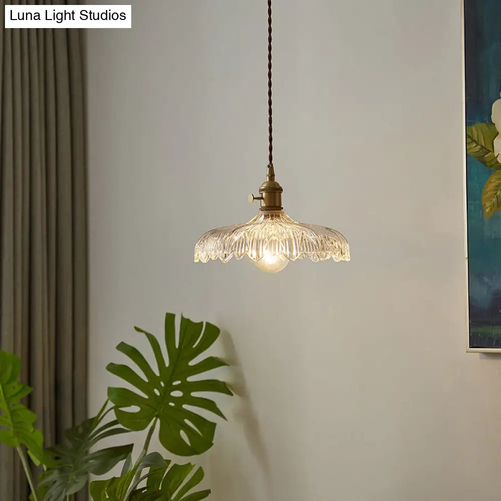 DecorBites™ Scalloped Edge Glass Pendant Ceiling Light for Restaurants - Industrial Style