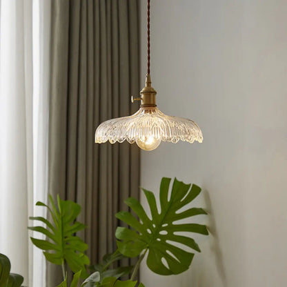 DecorBites™ Scalloped Edge Glass Pendant Ceiling Light for Restaurants - Industrial Style