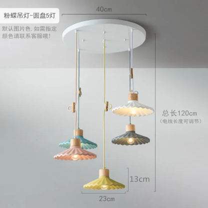 Scalloped pastel led pendant lights for dining room