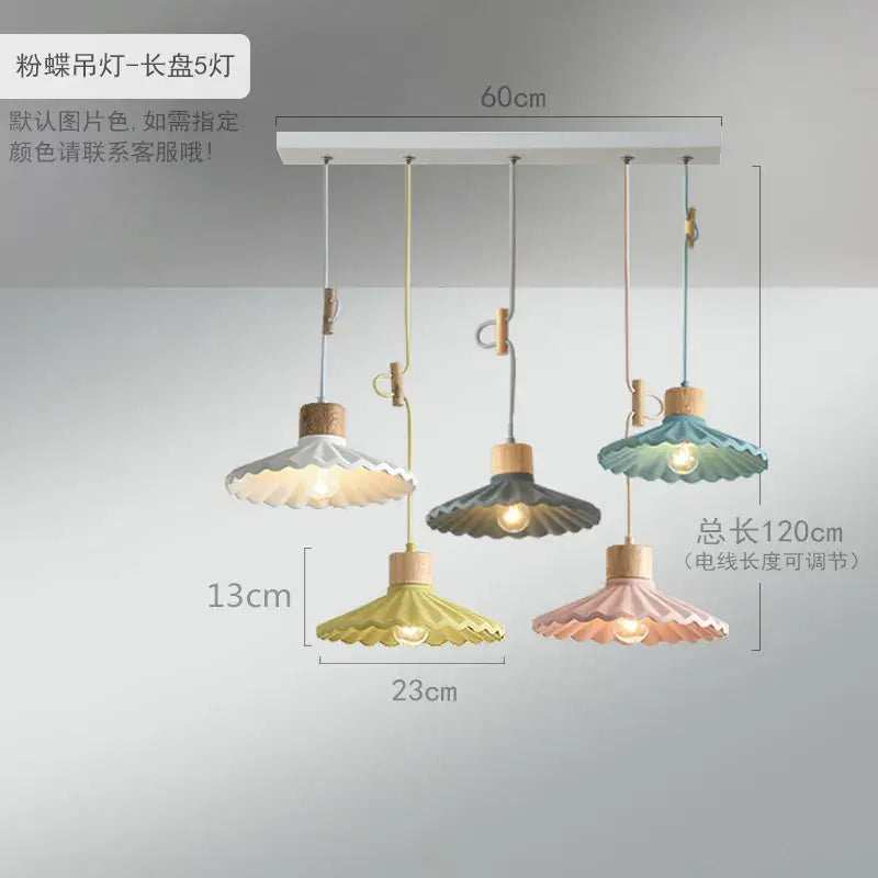 Scalloped pastel led pendant lights for dining room