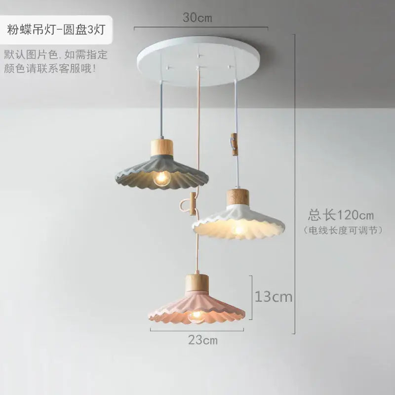 Scalloped pastel led pendant lights for dining room
