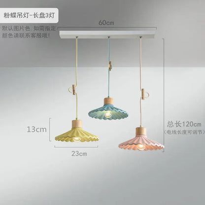 Scalloped pastel led pendant lights for dining room
