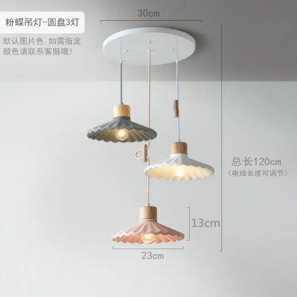 Scalloped pastel led pendant lights for dining room