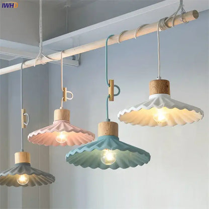 Scalloped pastel led pendant lights for dining room