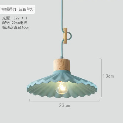 Scalloped pastel led pendant lights for dining room