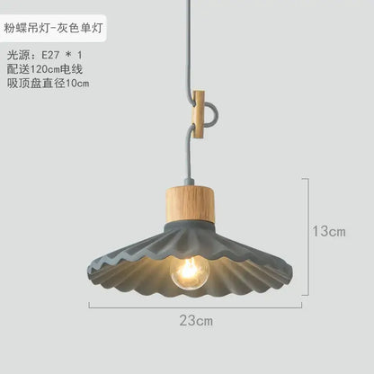 Scalloped pastel led pendant lights for dining room