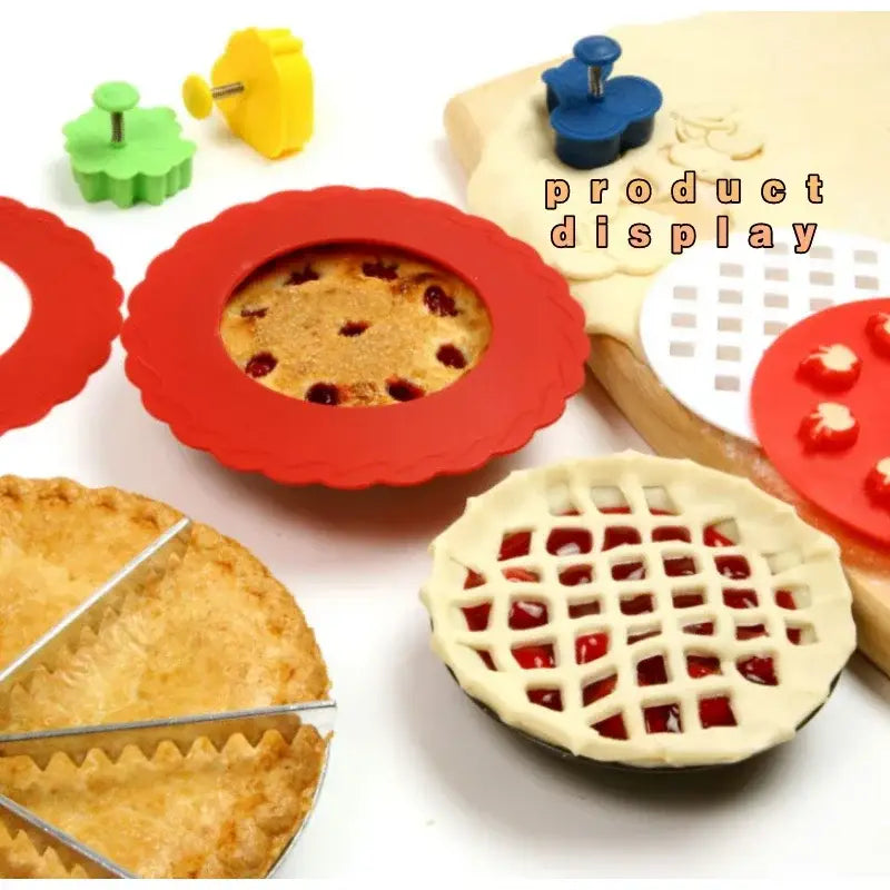Scalloped red silicone pie crust shield kitchen baking tool