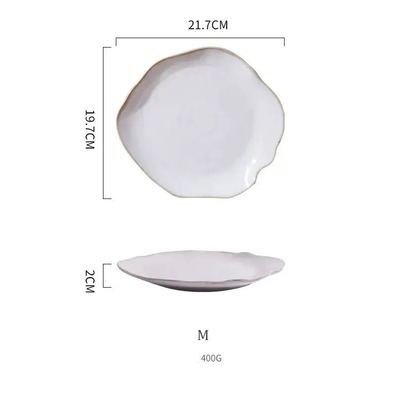 Scalloped white ceramic dinner plate set dining room tableware