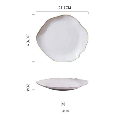 Scalloped white ceramic dinner plate set dining room tableware