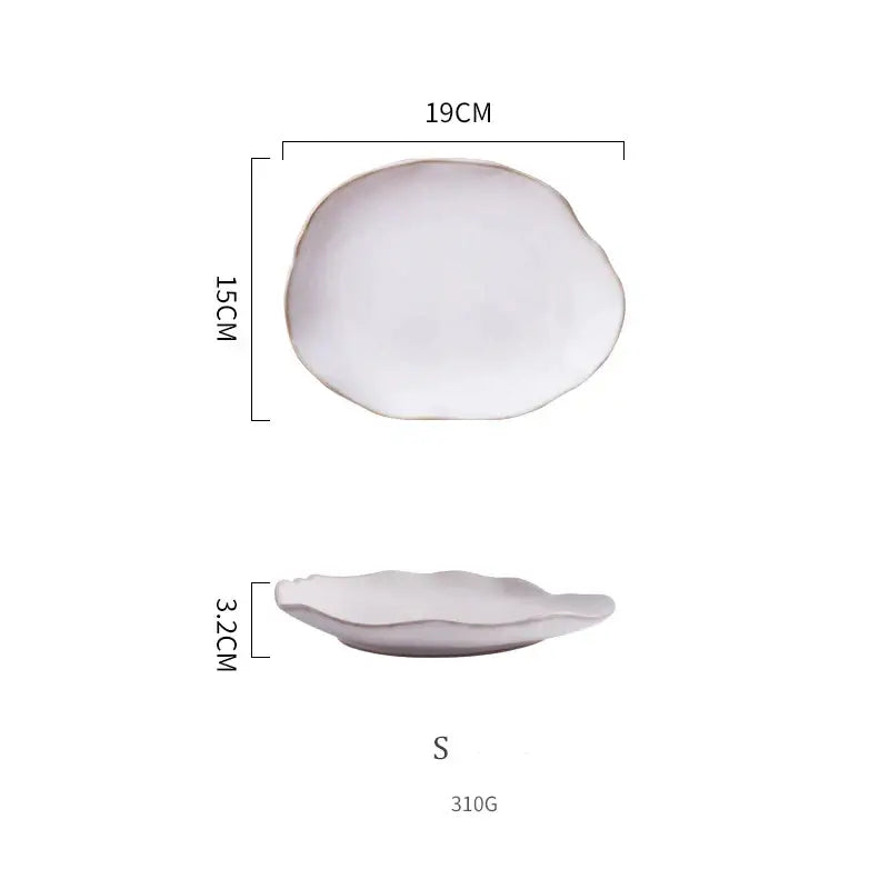 Scalloped white ceramic dinner plate set dining room tableware