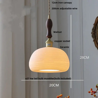 Scalloped white ceramic led pendant lamp dining room brass socket