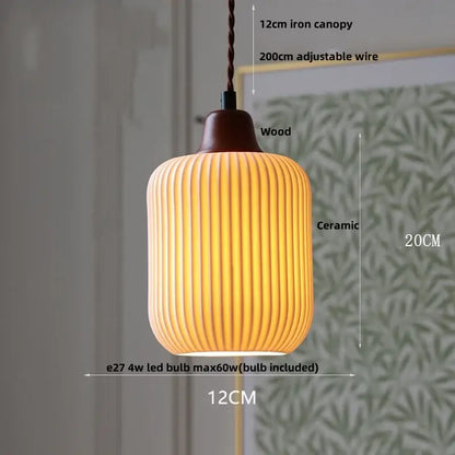 Scalloped white ceramic led pendant lamp dining room brass socket