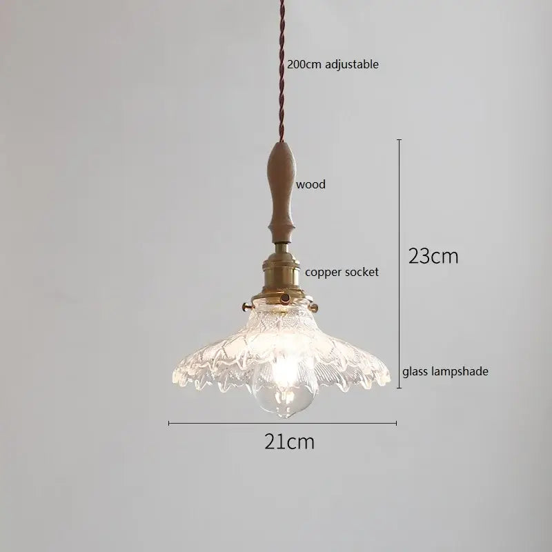 Scalloped white ceramic led pendant light bedroom wood and copper