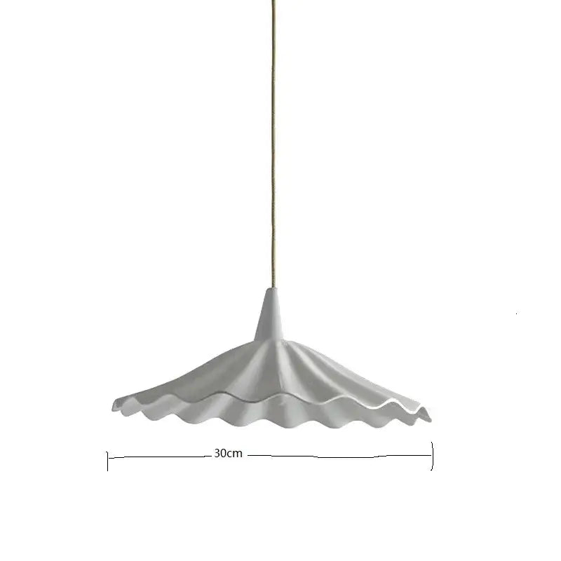Scalloped white ceramic led pendant light bedroom wood and copper