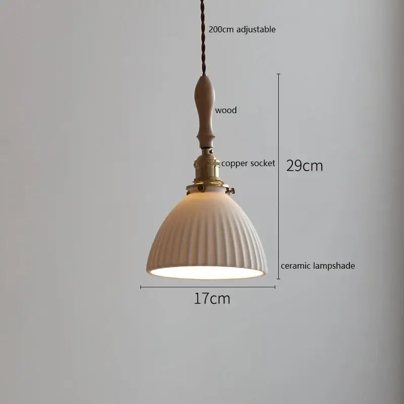 Scalloped white ceramic led pendant light for dining room
