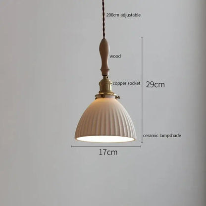 Scalloped white ceramic led pendant light for dining room