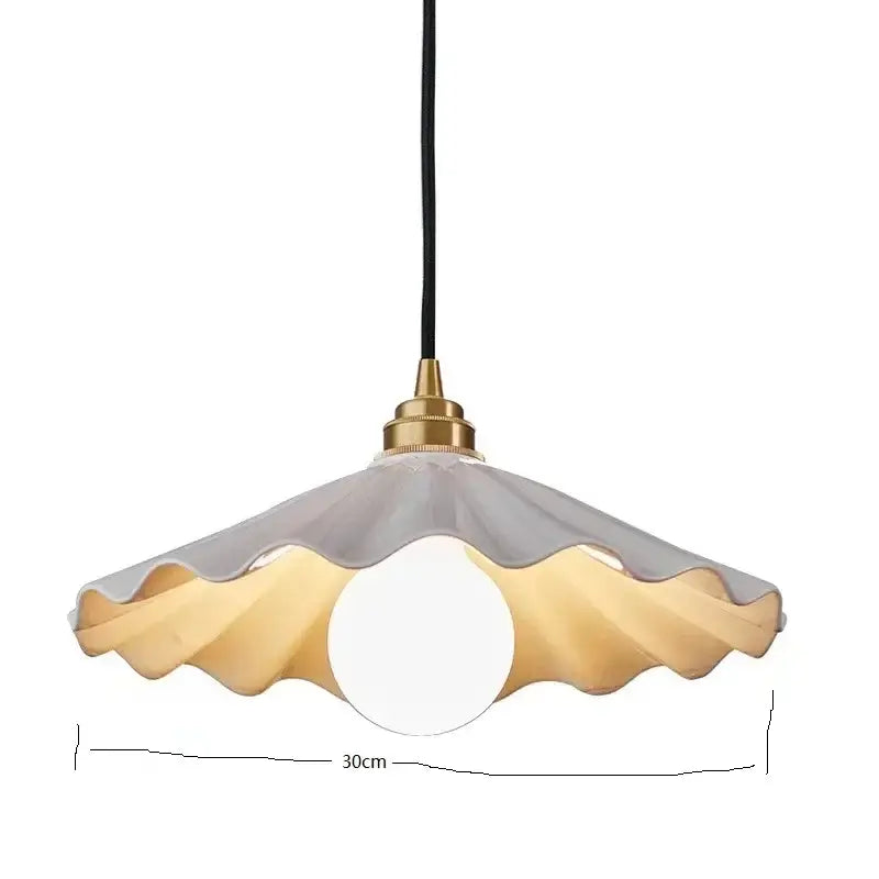 Scalloped white ceramic led pendant light for dining room