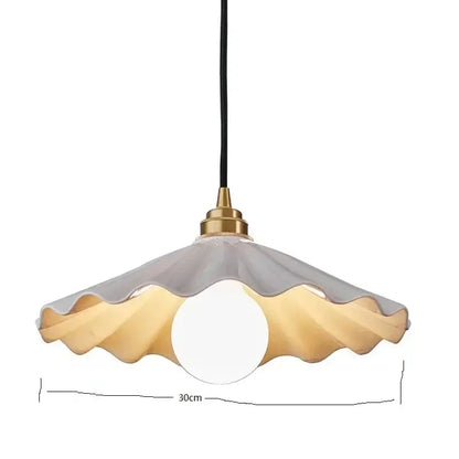 Scalloped white ceramic led pendant light for dining room