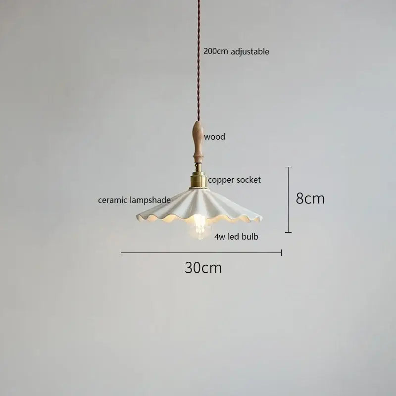 Scalloped white ceramic led pendant light for dining room
