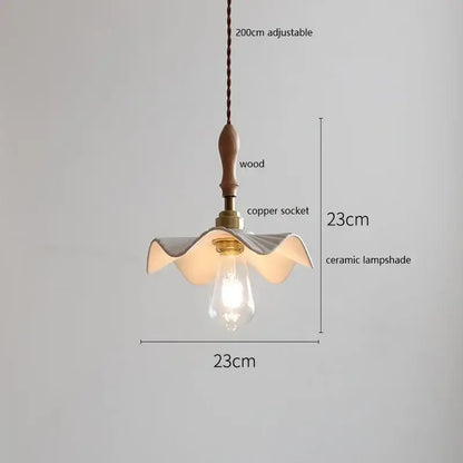 Scalloped white ceramic led pendant light for dining room