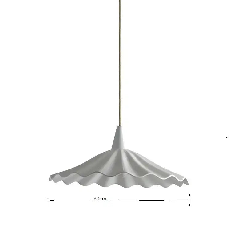 Scalloped white ceramic led pendant light for dining room
