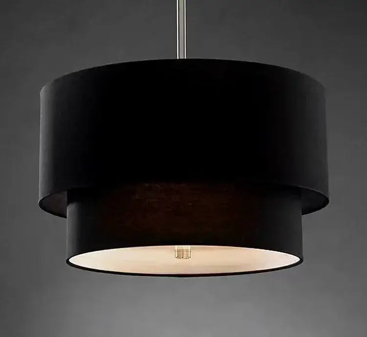 Scandinavian beige double linen fabric pendant light dining room