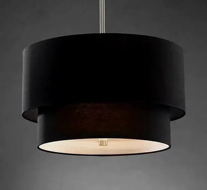 Scandinavian beige double linen fabric pendant light dining room