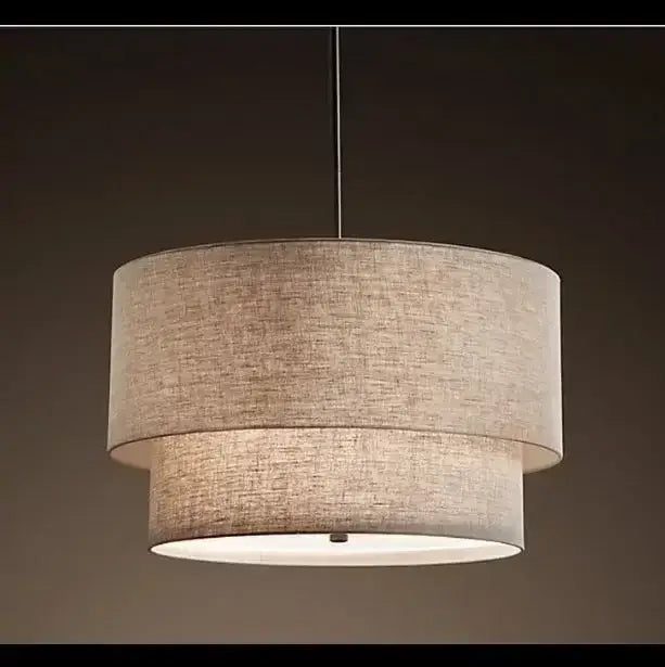 Scandinavian beige double linen fabric pendant light dining room