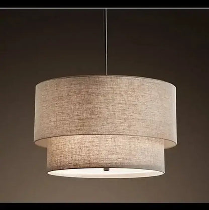 Scandinavian beige double linen fabric pendant light dining room