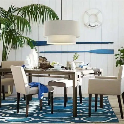 Scandinavian beige double linen fabric pendant light dining room