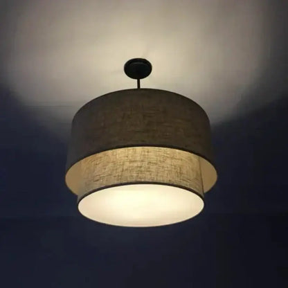 Scandinavian beige double linen fabric pendant light dining room