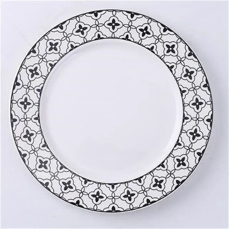 Scandinavian black & white geometric ceramic dessert plates dining room