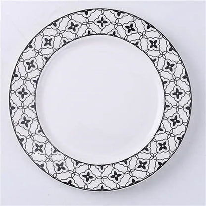 Scandinavian black & white geometric ceramic dessert plates dining room