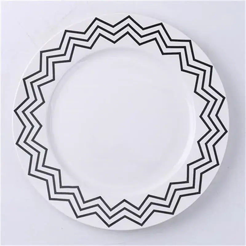 Scandinavian black & white geometric ceramic dessert plates dining room
