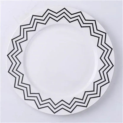 Scandinavian black & white geometric ceramic dessert plates dining room