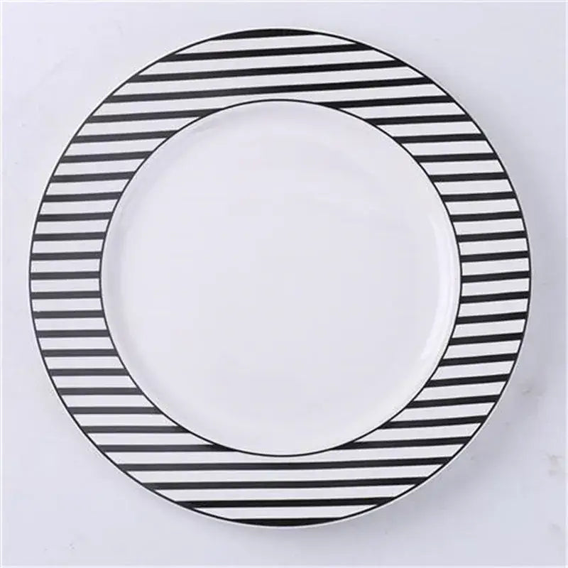 Scandinavian black & white geometric ceramic dessert plates dining room