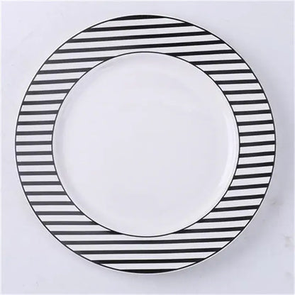 Scandinavian black & white geometric ceramic dessert plates dining room