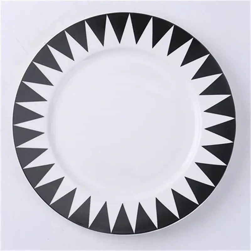 Scandinavian black & white geometric ceramic dessert plates dining room