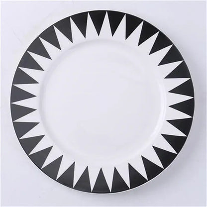Scandinavian black & white geometric ceramic dessert plates dining room