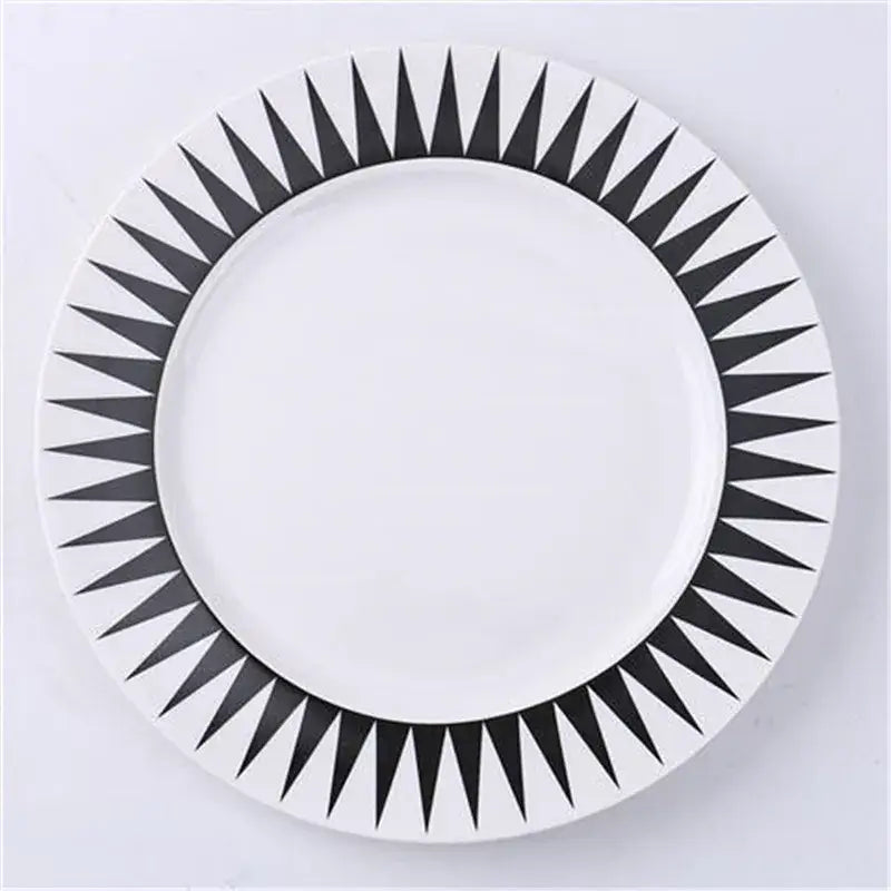 Scandinavian black & white geometric ceramic dessert plates dining room